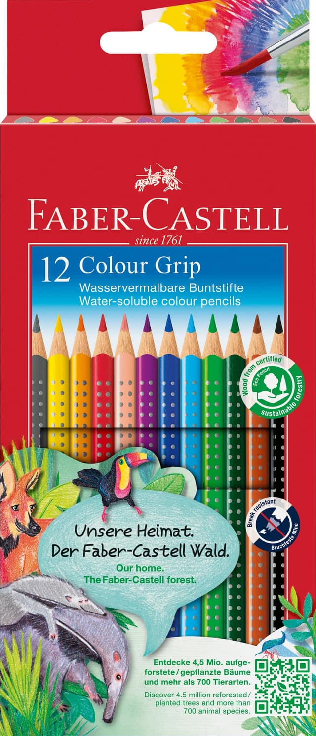 Faber-Castell 112412 Colour Grip Buntstifte für Kinder, 12er-Set 🌈🖍️