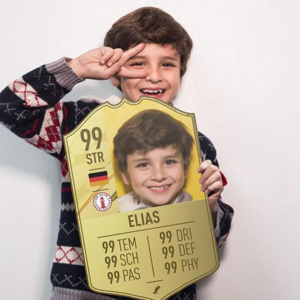 Fussball Geschenke Jungen - Fussballkarte aus Holz mit Foto und Namen ⚽🎁