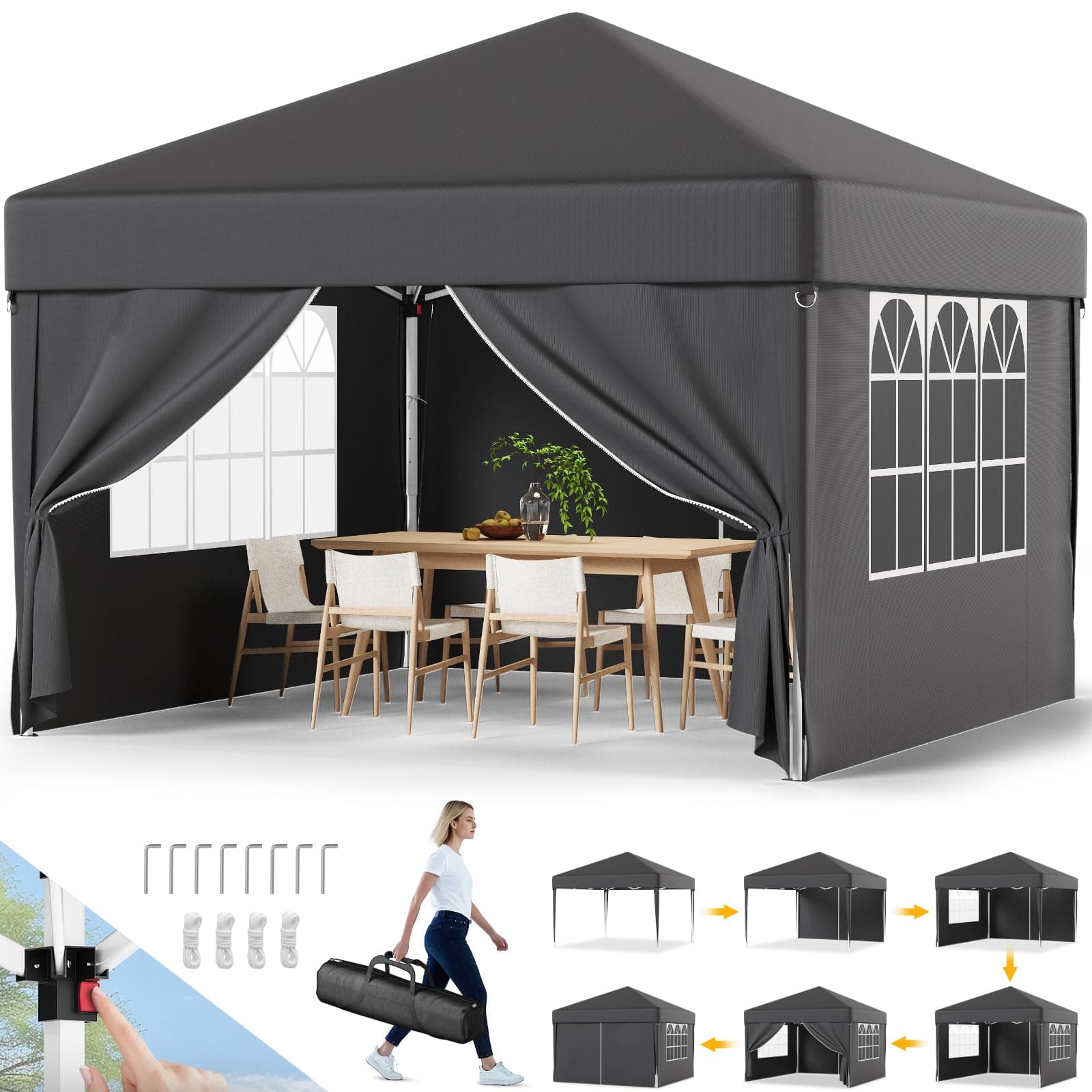 Devoko Pavillon 3x3 Wasserdicht Stabil Winterfest 🎪🌟