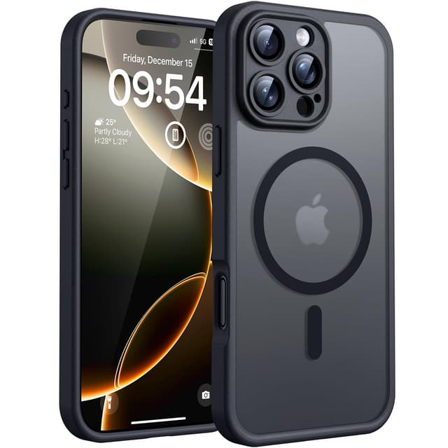 📱🔒 TOCOL für iPhone 16 Pro Hülle für Magsafe, Schwarz - Stoßfest & Kratzfest!