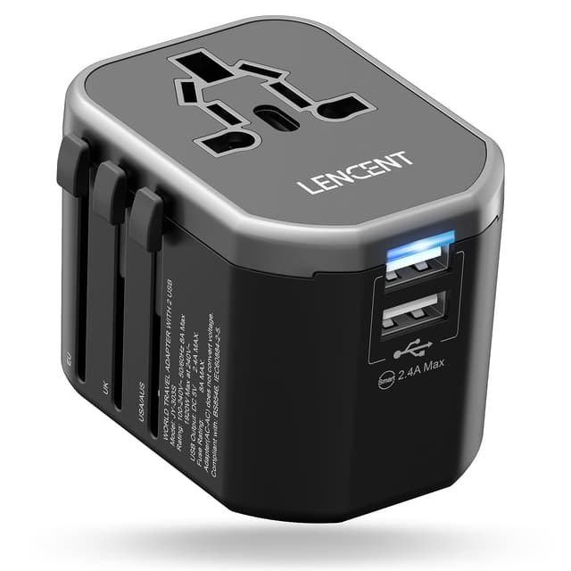 LENCENT Reiseadapter Weltweit mit 2 USB-A 🌍🔌💼
