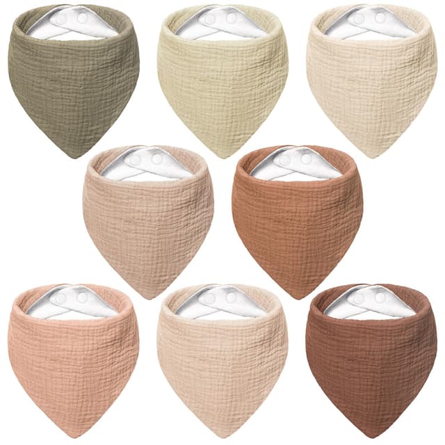 👶🏻🧣 Bearmoss Lätzchen Baby Dreieckstuch - 8 Stück Kokosnuss-Mocca