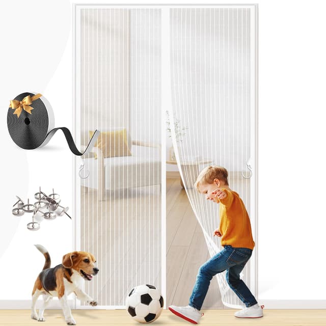 Premium Fliegengitter Tür 75x210cm - Kinderleichte Klebemontage 🦟🚪