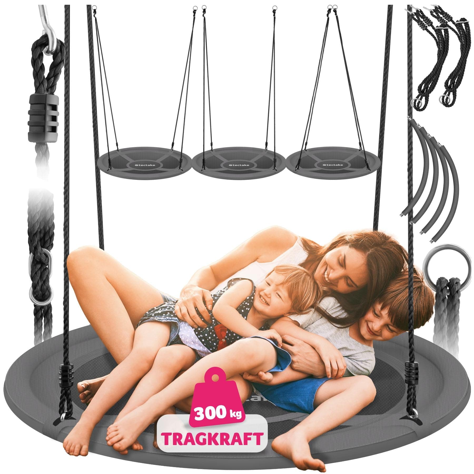 🌳🪁🌞 Tectake® Nestschaukel bis 300 kg belastbar | Outdoor & Indoor Schaukelspaß 🪁🌳