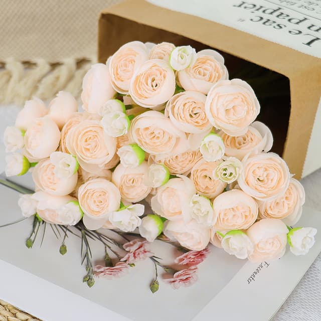 SOMYTING Künstliche Blumen Rosen Weiß Rose Kunstblumen 18pcs Blumenstrauß 🌸👰🏻