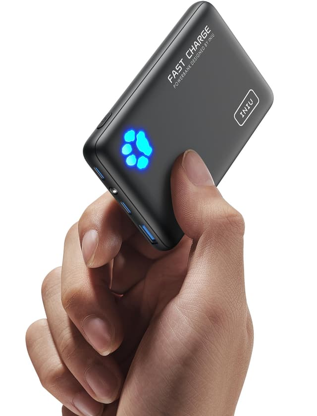 🔋 INIU Power Bank, 22,5W 10000mAh Powerbank 📱 Leichteste und Klein Aber Stark (USB C In & Out) 🌟 PD3.0 Externe Handyakkus with Flashlight, Kompatibel mit iPhone 16 15 14 Pro Max Mini Samsung S24 S23, iPad Mini Größe Schwarz