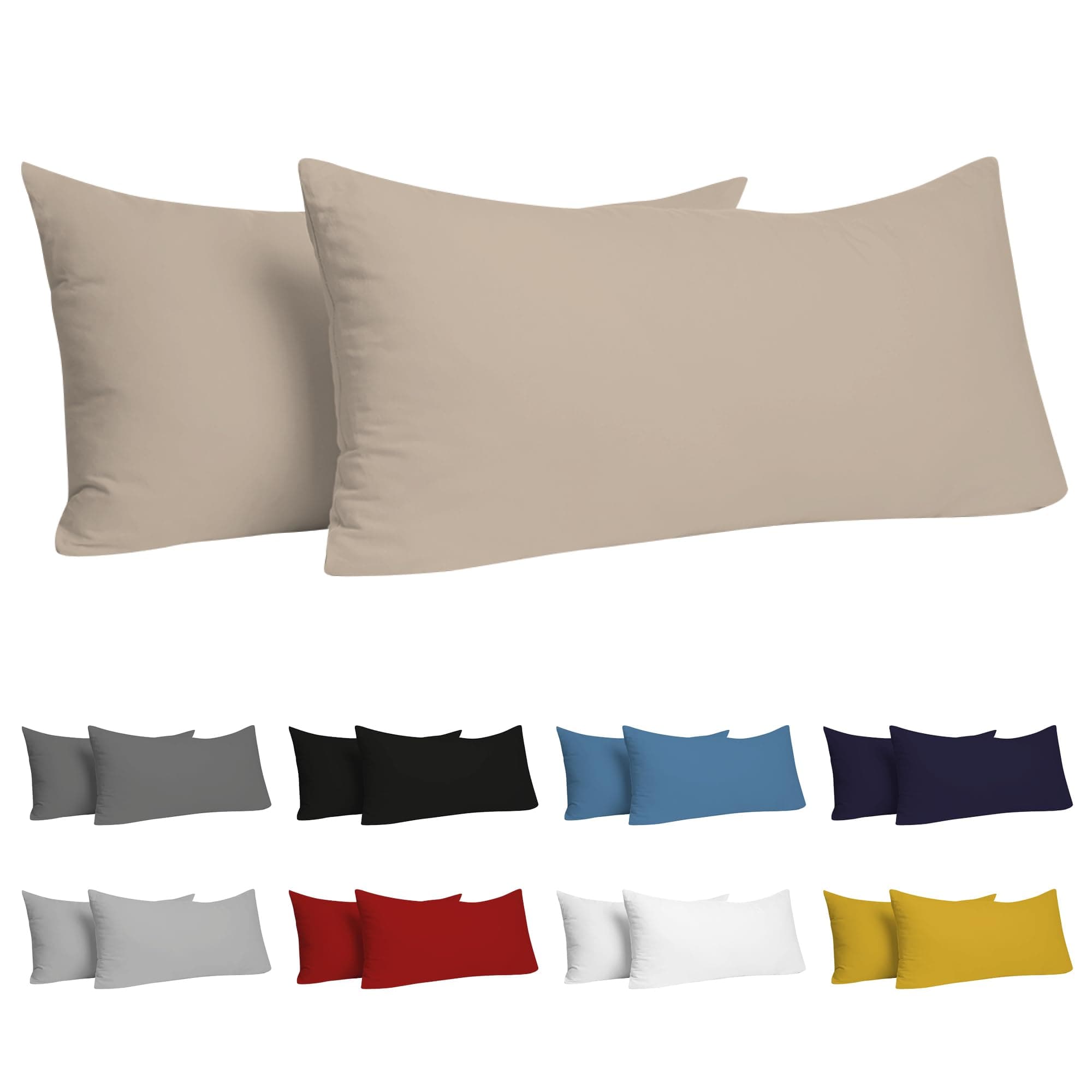 🌟 Dreamzie Kissenbezug 40 x 80 Set mit 2 - 100% Jersey Baumwolle 150 g/qm - Beige