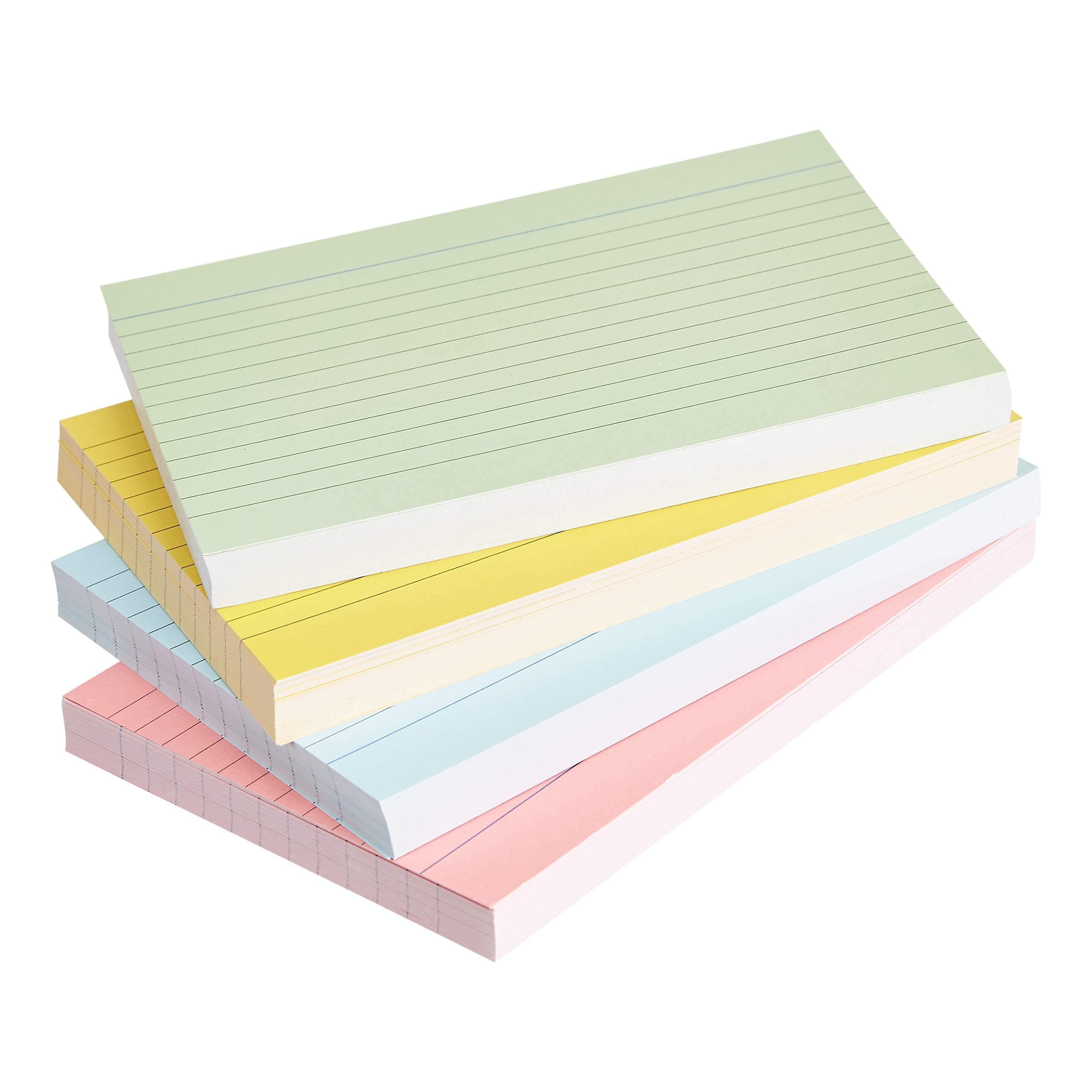 🌈📚 Amazon Basics Karteikarten, liniert, A6, 200 Stück, Verschiedene Neonfarben 🌟