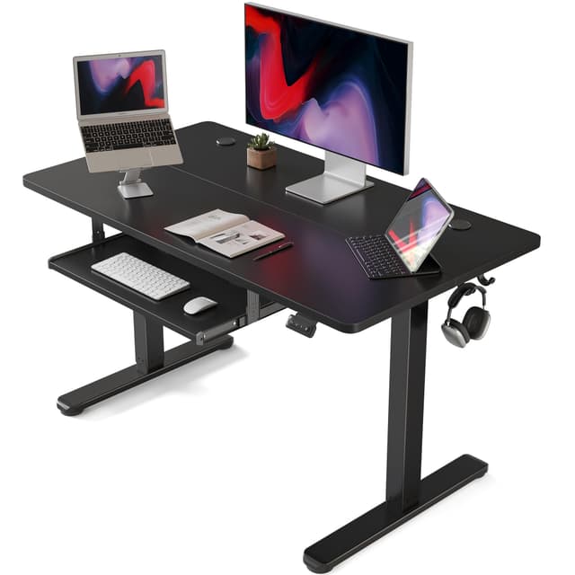 FEZIBO 100 x 60 cm Schreibtisch Höhenverstellbar Elektrisch mit 🌟 Tastaturablage 🌟