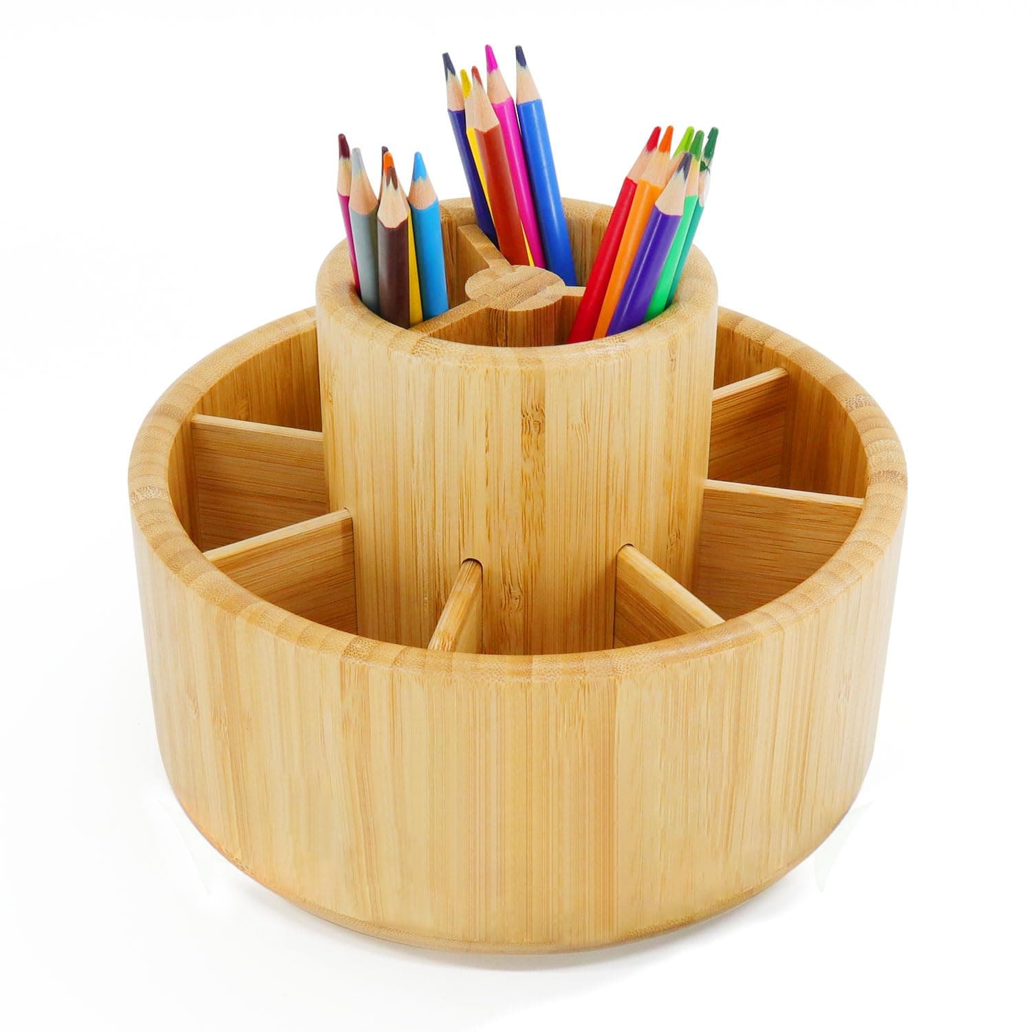 🌟 Utoplike Bamboo Desk Organizer - 360 Grad drehbar Büro Veranstalter 🖊️🎨
