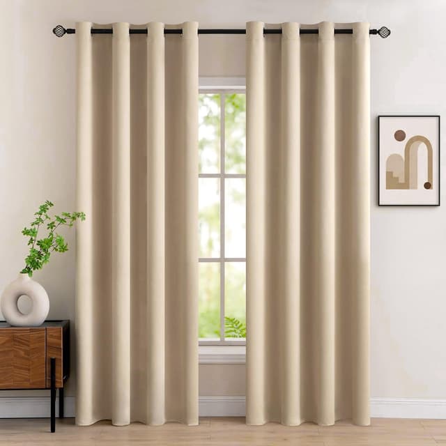 MIULEE Verdunklungsvorhänge Beige Vorhänge Blickdicht 2er Set