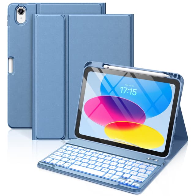Vobafe Hülle mit Tastatur für iPad A16 11/10 Generation (2025/2022, 11/10.9 Zoll) 🌈🔵