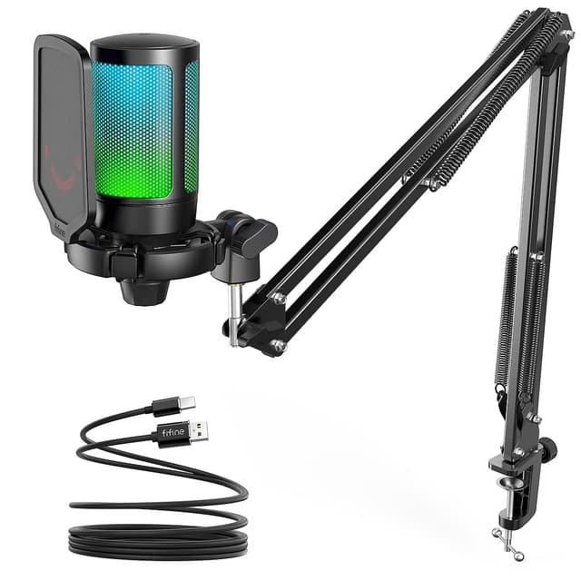 🎮🎙️ FIFINE Gaming Mikrofon PC mit Arm, USB Microphone Kit für Podcast Streaming Studio