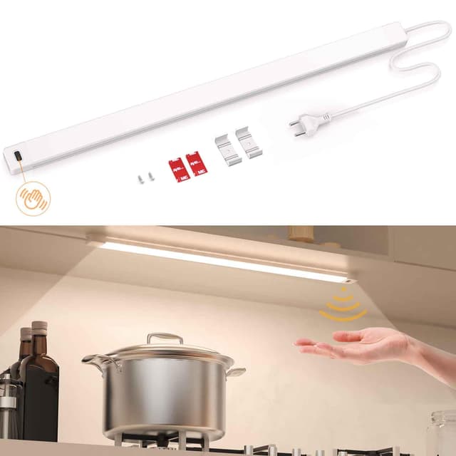 SIBI Unterbauleuchte Led Dimmbar 41cm Neutralweiß Lichtleiste mit Berührungsloser Sensor 🌟 Küchenlicht Unterbau Beleuchtung Led Leiste für Schrank, Regale, Werkbank