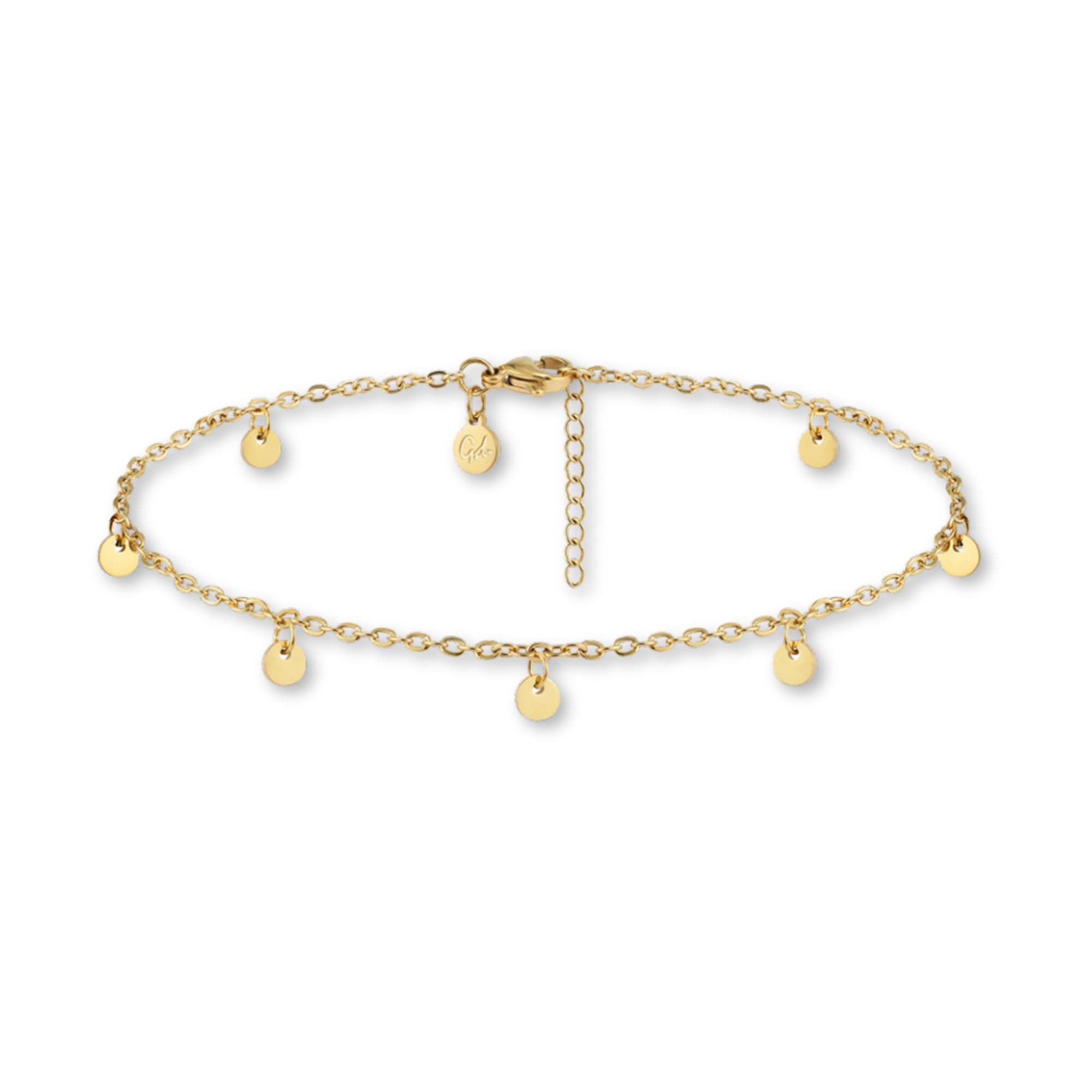 GD GOOD.designs Fußkettchen für Damen in Gold, Rosegold, Silber oder Schwarz ✨ Wasserfeste Plättchen Fußkette verstellbar (22-27cm) aus Edelstahl