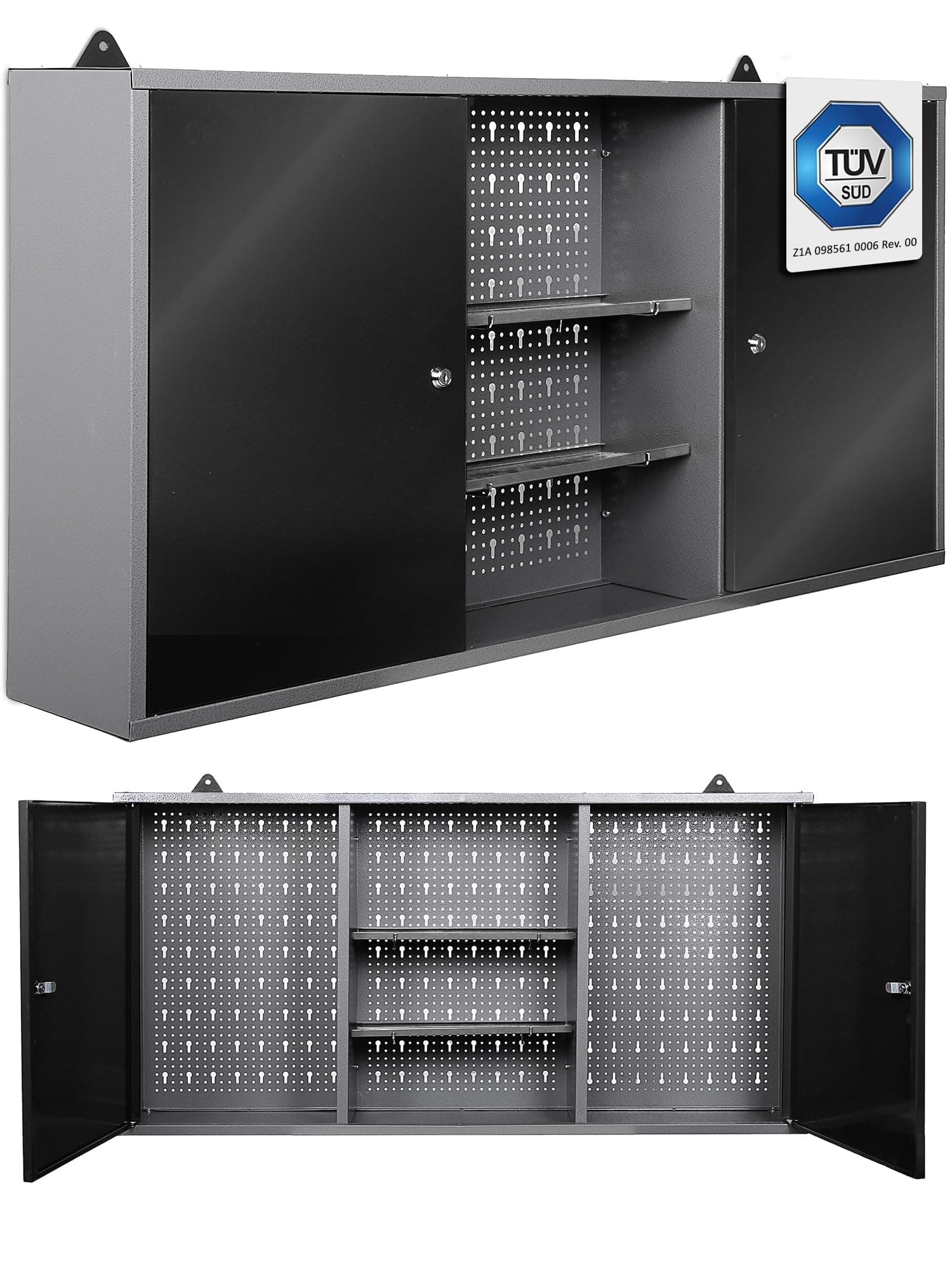 🔧🔒 Ondis24 Werkstatt Hängeschrank Metall Werkzeugschrank Grau Schwarz 120 cm - Kurt Angebot!