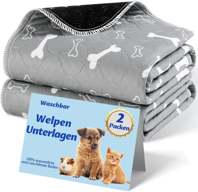 🐶🐱🐹 Baodan Waschbar Haustier-Urinunterlage, 2 Pack 100*70 cm 🐾 Wiederverwendbare Welpenunterlagen Matte für Hunde, Schnell Absorbierend Puppy Pads für Hunde, Katzen, Meerschweinchen 100x70 cm 2 Stück 🐾