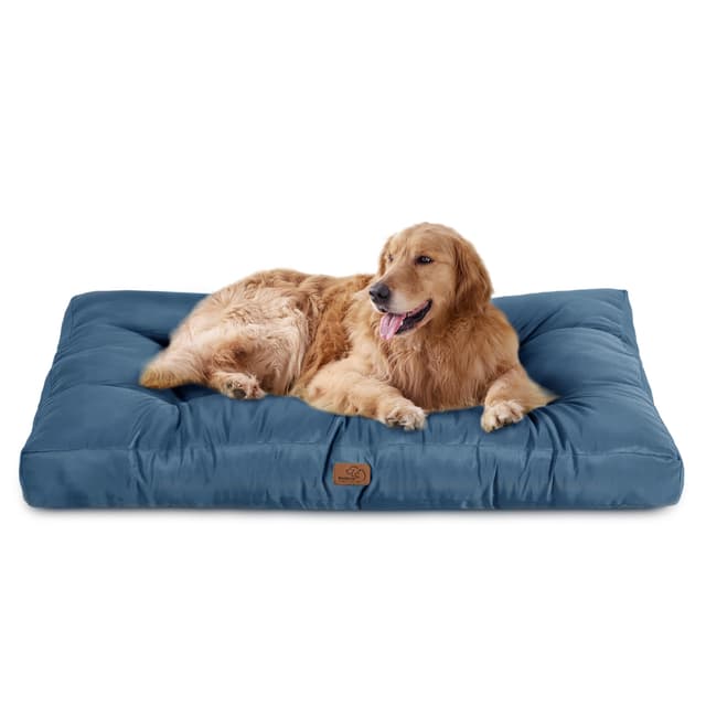BEDSURE Hundekissen Grosse Hunde waschbar - 120x90cm hundematratze wasserdicht XXL für große, mittelgroße Hunde Outdoor gepolstert Hundematte Dunkles blau in 10cm Höhe, XL Kühlmatte für Haustiere dunkelblau L 120 x B 90 x H 10 cm 🐶
