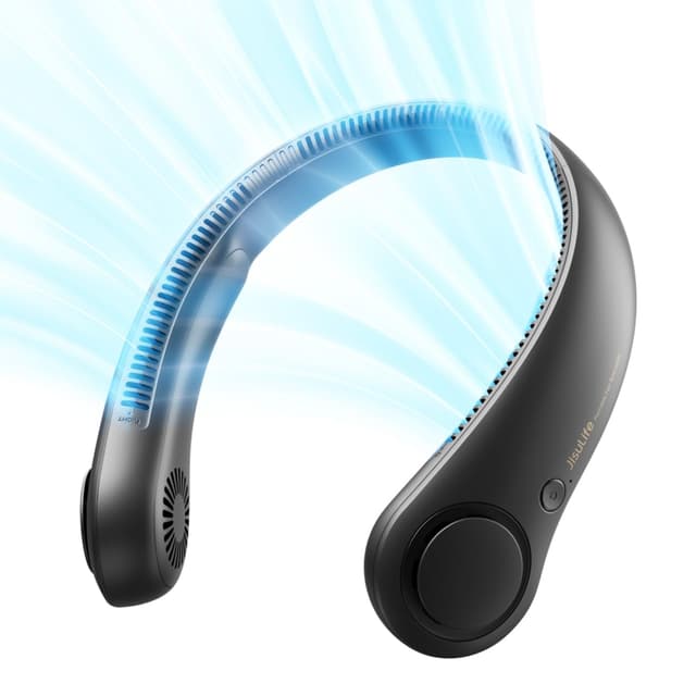 JISULIFE Tragbarer Nackenventilator 🌀 Bladeless Lüfter 🌬️ 5 Geschwindigkeiten - Schwarz