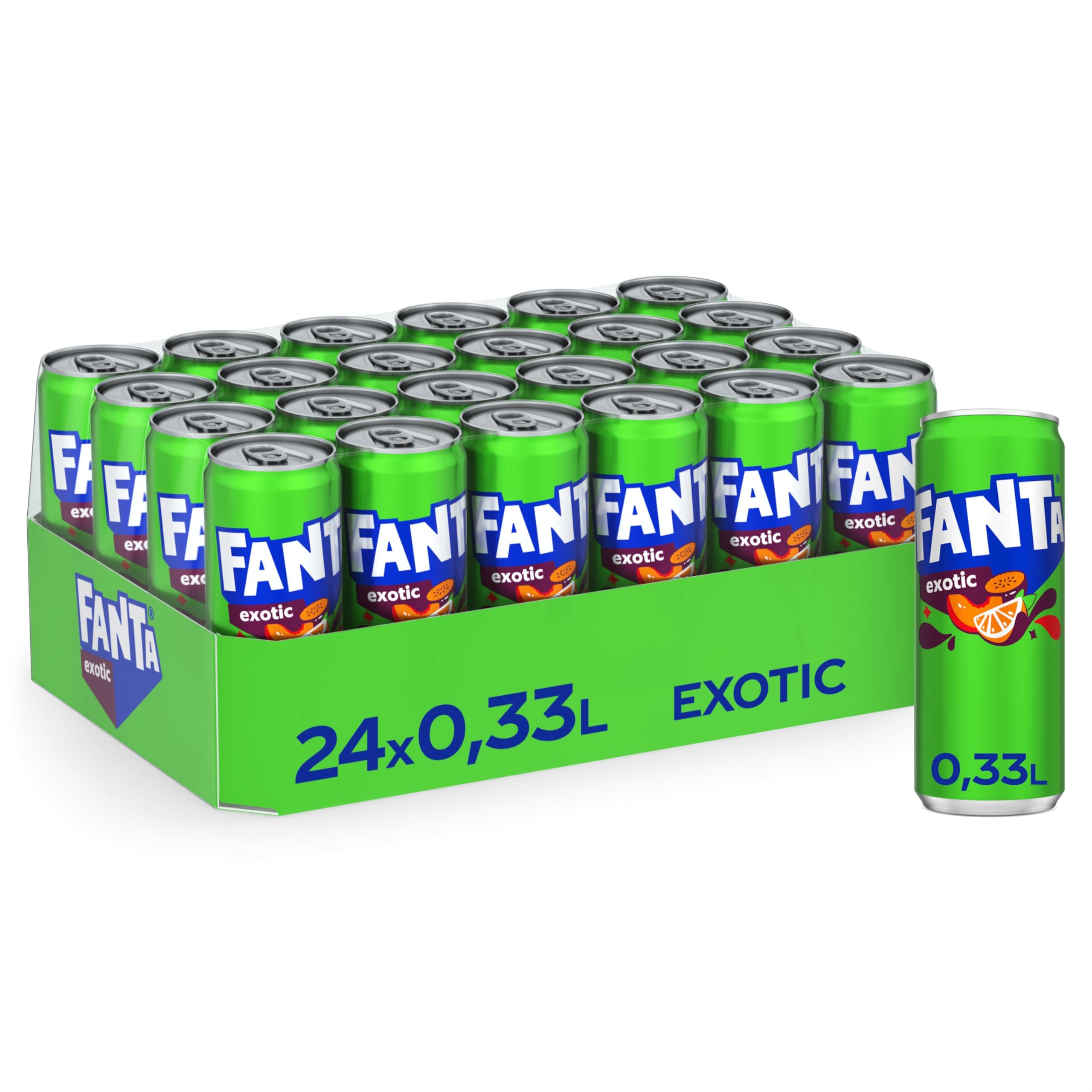 Angebot: Fanta Exotic - Spritzig-exotisches Softgetränk in Einweg Dosen 🥭🍍🥥