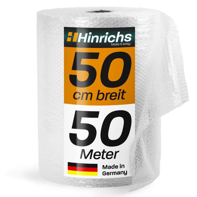 📦 Hinrichs Luftpolsterfolie Rolle 50m x 50 cm - 100% recyclingfähig 🌿