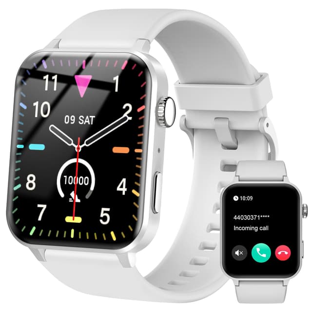 IOWODO Smartwatch Damen Herren 1,85 Zoll Fitnessuhr mit Anrufen und Nachrichtenbenachrichtigungen