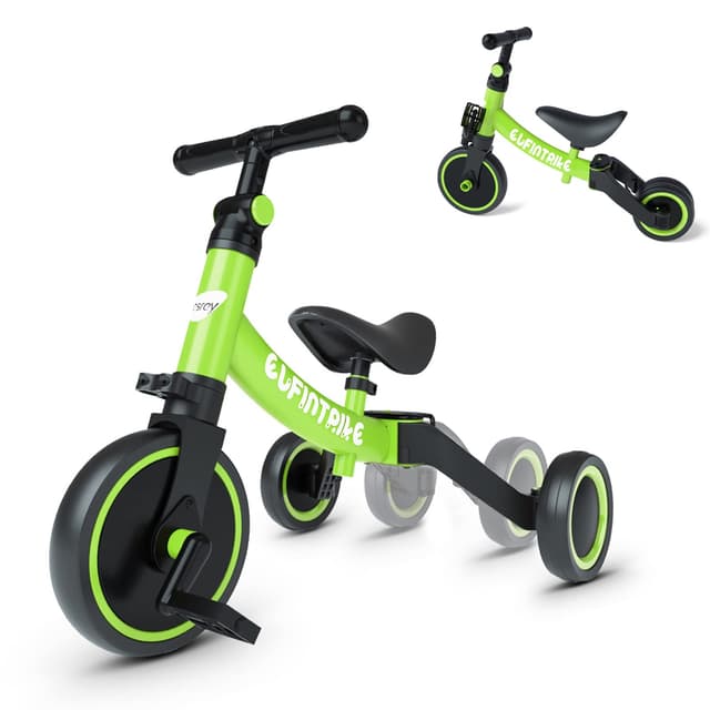 Besrey 5 in 1 Laufräder Kinderdreirad - Grün 🏆 Hochwertiges Kinderfahrrad für Spaß und Lernen