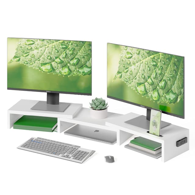 🌟 BONTEC Dual Monitor Stand Riser - Weiß 🌟