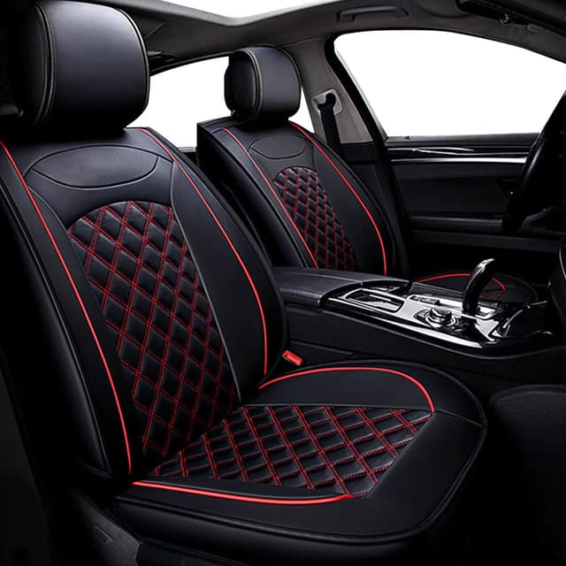 🚗 WANGIRL Sitzbezüge Auto Vordersitze 2 Stück (Schwarz Rot) - Top Angebot! 🛋️