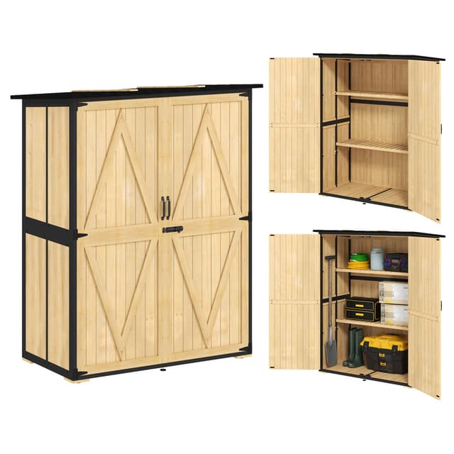 🌿🏡 Outsunny Gartenschrank aus Holz - Wetterfest & Robust 🛠️🌞