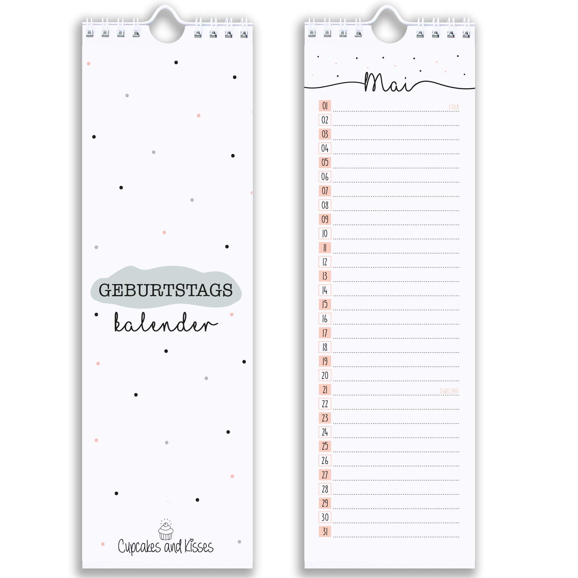 🎉 CUPCAKES & KISSES® Geburtstagskalender | Immerwährend & Bunt 🎂
