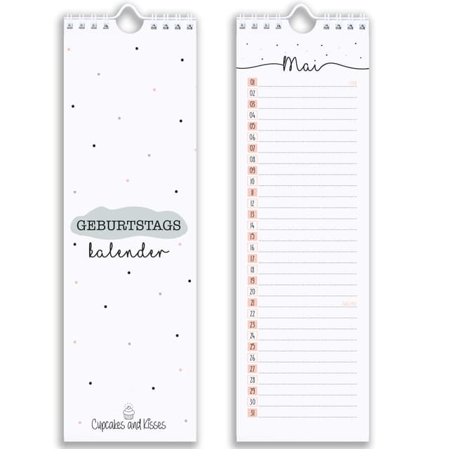 🎉 CUPCAKES & KISSES® Geburtstagskalender | Immerwährend & Bunt 🎂
