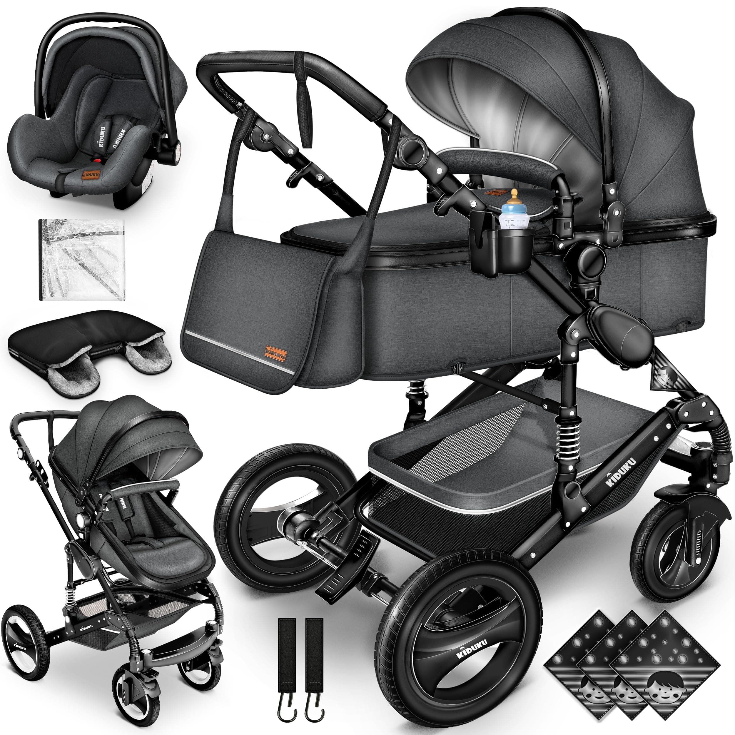👶🛒 KIDUKU® 3 in 1 Kinderwagen Komplettset | Kombikinderwagen Set 👶🛒