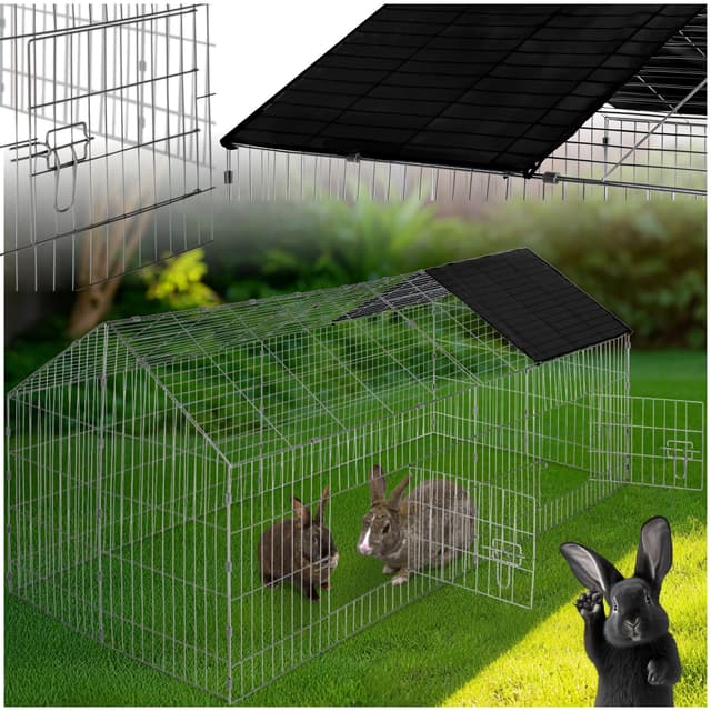 🐰🌞 Tectake® Freilaufgehege für Kaninchen & Co. - Robustes Außengehege mit Sonnenschutz