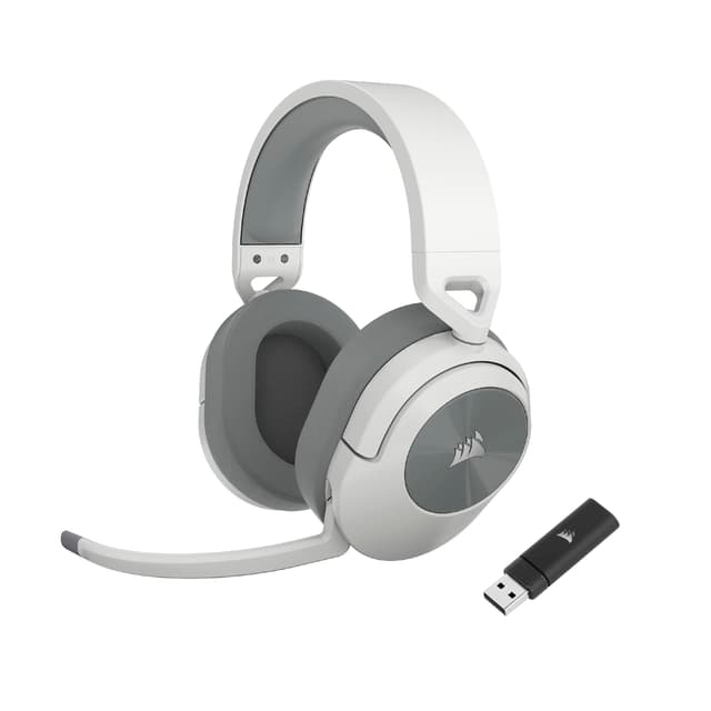 CORSAIR HS55 WIRELESS Leichtes Gaming-Headset - Dolby 7.1 Surround Sound - Omnidirektionales Mikrofon - Bis zu 50ft Reichweite - iCUE-Kompatibel - PC, Mac, PS5, PS4 - Weiß HS55 WIRELESS Weiß 🎧🔊