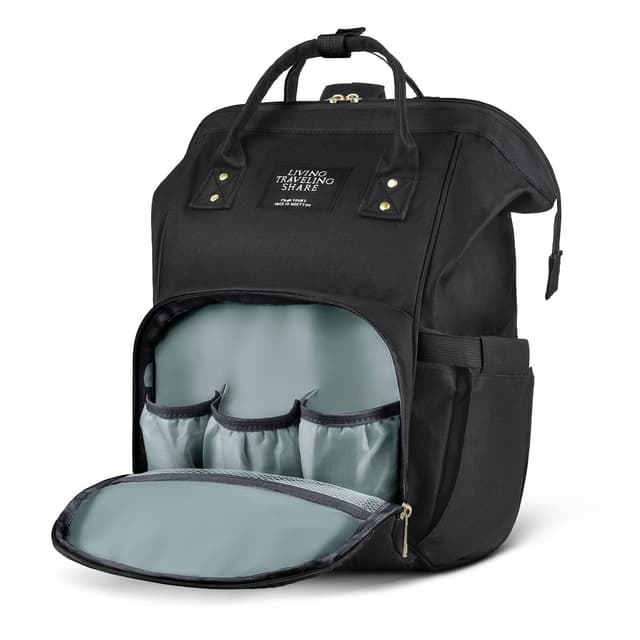 👶🎒 Vicloon Wickeltasche Rucksack mit Babyflaschentasche - Schwarz