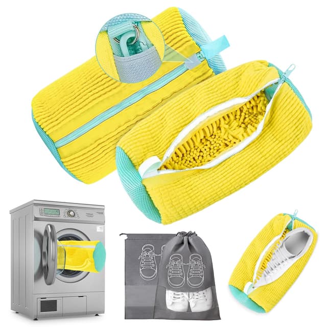 👟🧼 Selbstreinigender Schuhwaschbeutel für Turnschuhe - 2er Pack Gelb