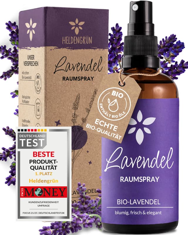 Heldengrün® Lavendelspray Gute Nacht [Bio-LAVENDELÖL]