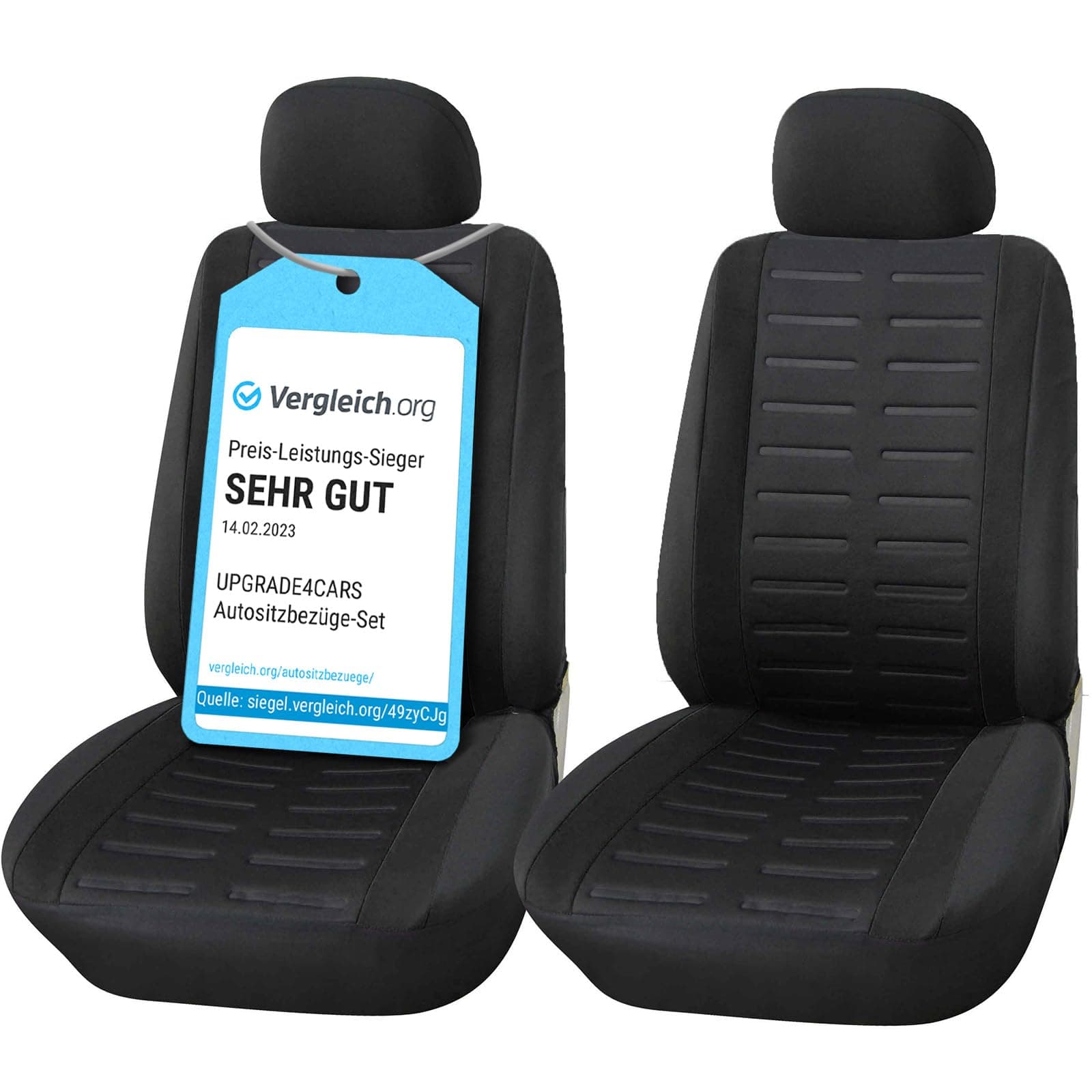 Upgrade4cars Autositzbezüge Set für die Vordersitze | Auto-Schonbezüge Universal Schwarz Auto-Sitzbezug Sommer Winter | Autozubehör Innenraum Deko | Geschenke für Frauen und Männer Schwarz Vordersitze 🚗🌟