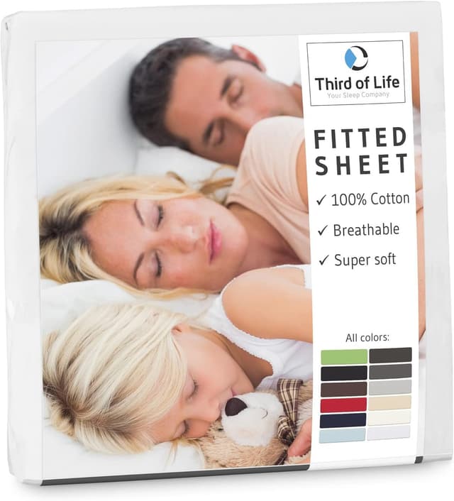 Angebot: Spannbettlaken 180x200 cm - 100% Baumwolle - Atmungsaktiv & fusselfrei 💤