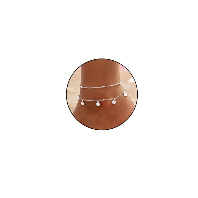 Doppelte Herz Perlen Twist Infinity Fußkettchen - Silber & Gold - Wasserdicht & Verstellbar