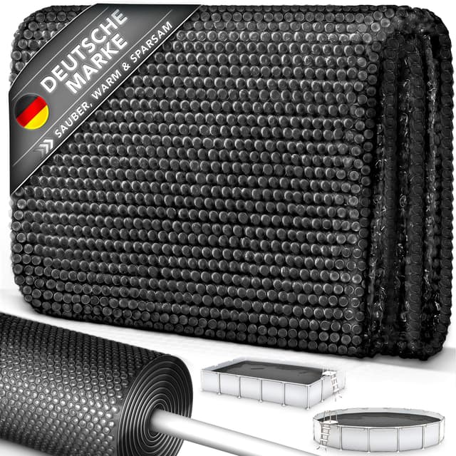 🏊‍♂️ Tillvex Pool Solarabdeckplane Rechteckig 450x220 cm | Solarfolie Stärke 120 µm | Solarplane zuschneidbar | Poolheizung für Wassererwärmung 450x220 cm Schwarz