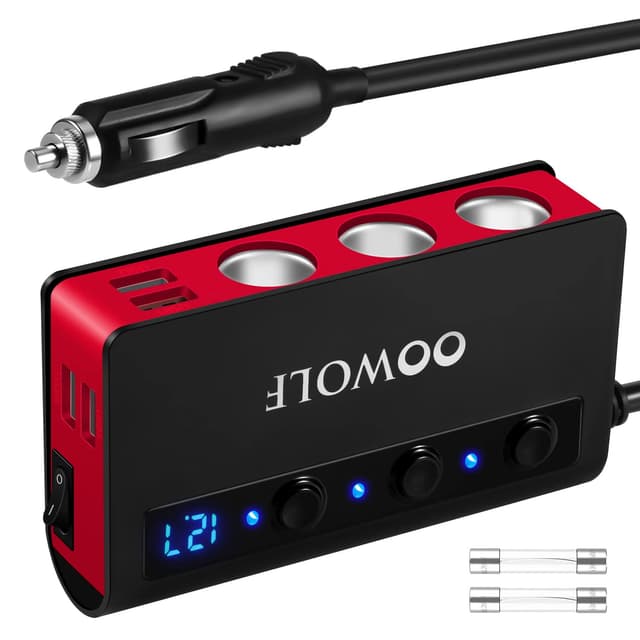 OOWOLF Zigarettenanzünder Verteiler Ladegerät Adapter - QC 3.0 Auto 3 Fach 180W 12V / 24V KFZ Verteiler Steckdose 🔌🚗