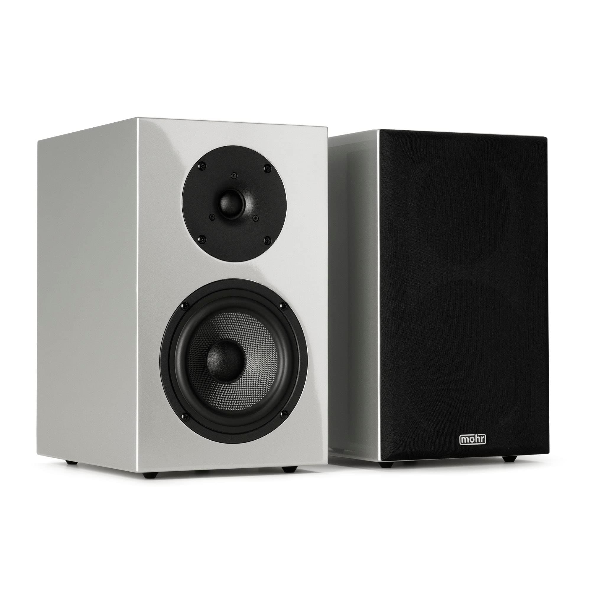 🔊 Mohr 1 Paar Kompaktlautsprecher Shine 3 Silber HiFi Regallautsprecher in Klavierlack Optik Hochglanz 🎶