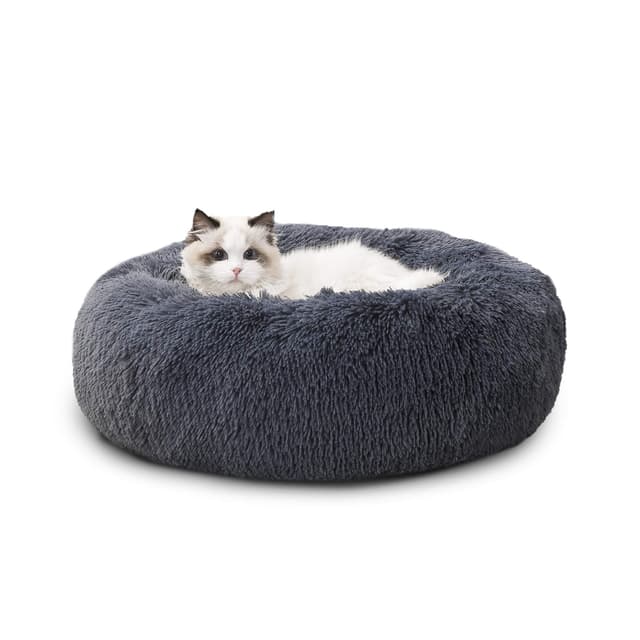 🐶💤 BEDSURE Hundebett waschbar Flauschiges Katzenbett - Ø 50 cm Donut Kissen, Katzenschlafplatz