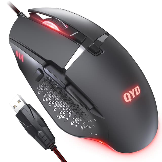 QYD Gaming Maus 7200 DPI Einstellbarer USB RGB Led Gaming Mäuse für Große Hände