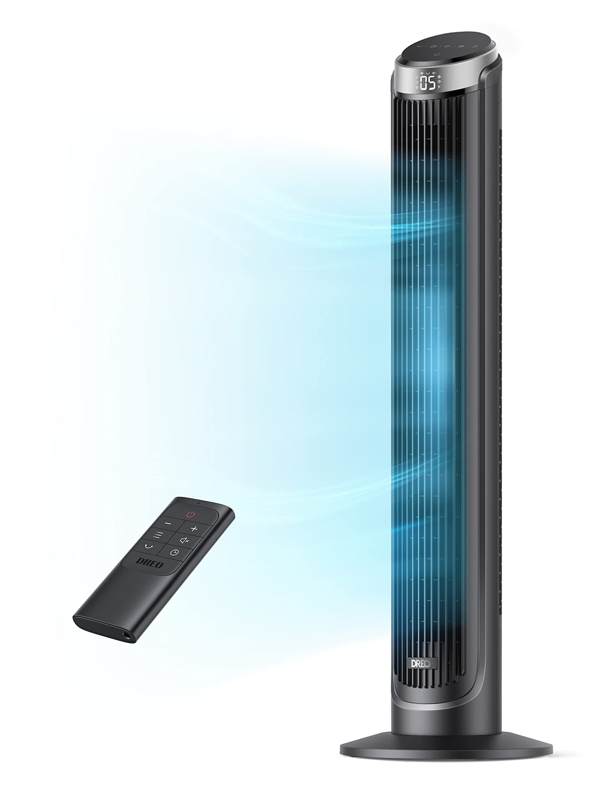 Dreo 28dB Leiser Turmventilator 🌀 Kühlung Fernbedienung 5-Geschwindigkeit 4 Modi 12 Std Timer, 90° Oszillierendes Tower Fan Standventilator für Schlafzimmer, Cruiser Pro T3, Schwarz