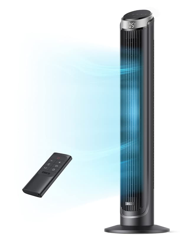 Dreo 28dB Leiser Turmventilator 🌀 Kühlung Fernbedienung 5-Geschwindigkeit 4 Modi 12 Std Timer, 90° Oszillierendes Tower Fan Standventilator für Schlafzimmer, Cruiser Pro T3, Schwarz