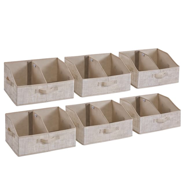 SONGMICS Aufbewahrungsbox 6er Set, zusammenklappbar, Stoffboxen, Aufbewahrung, 40 x 30 x 20 cm, sandbeige RFB0140K01 📦🏡