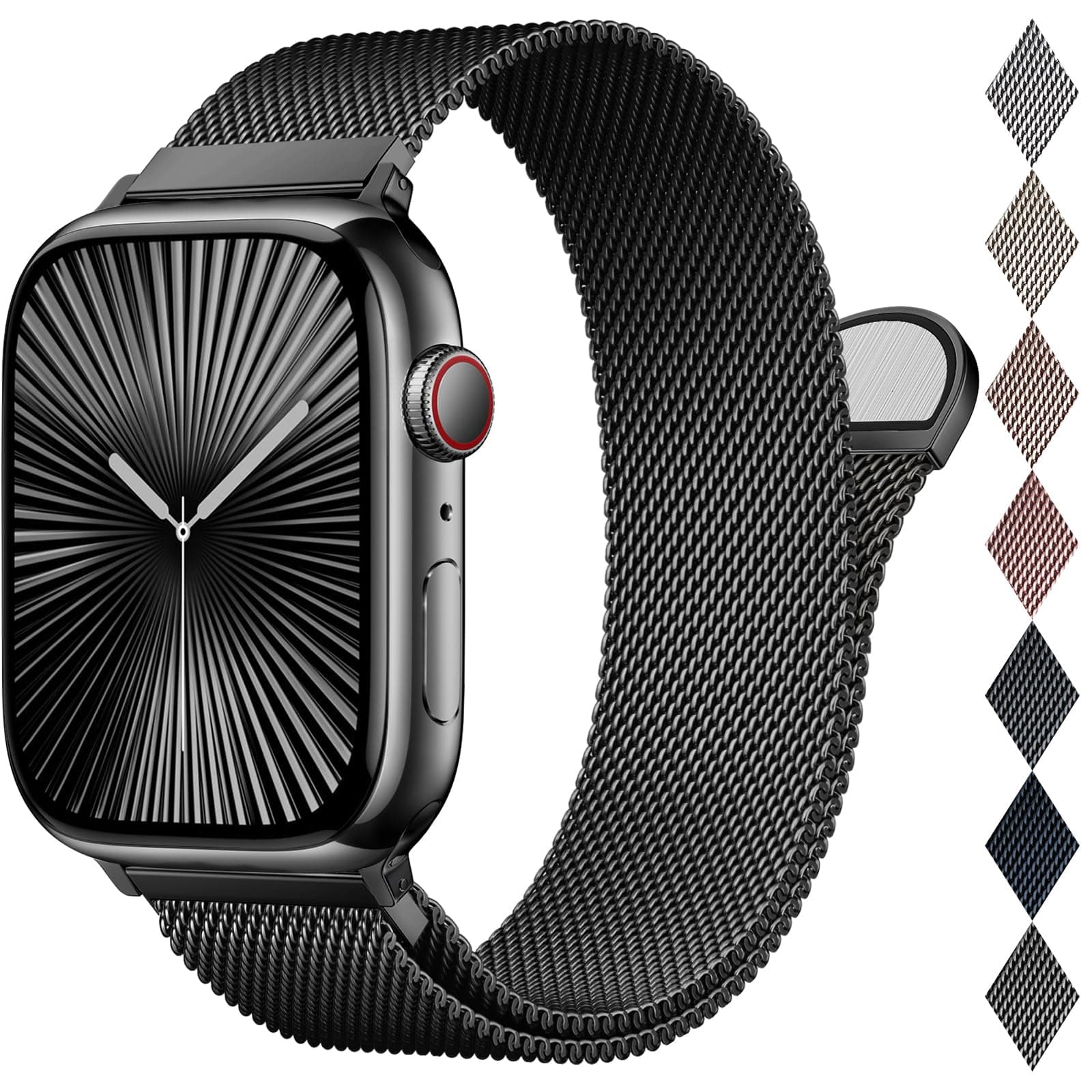 🌟 EPULY Milanaise Ersatzarmband für Apple Watch - Schwarz 44mm/45mm/49mm/46mm